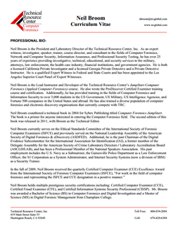 CV for Neil Broom Expert Witness in Computer Forensics Investigations in Lincoln